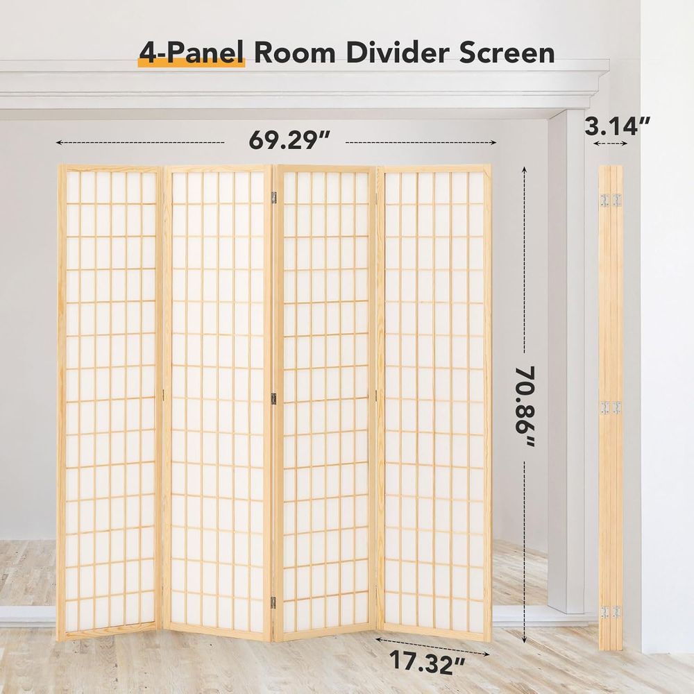Room Divider Wall 4 Panel, 6ft - Shoji Screen Divider review and price