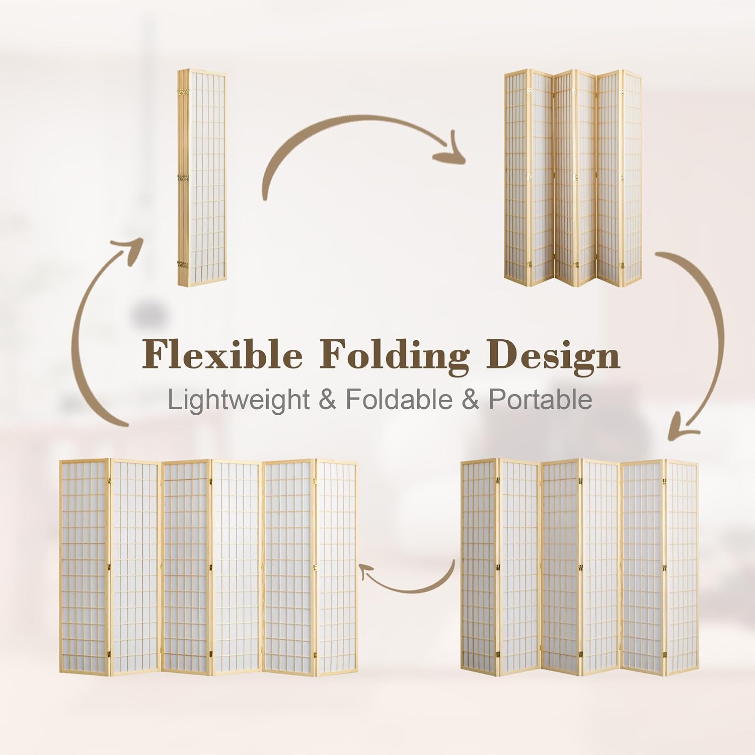 6 Panel Room Divider, Folding  - Shoji Screen Divider review and price